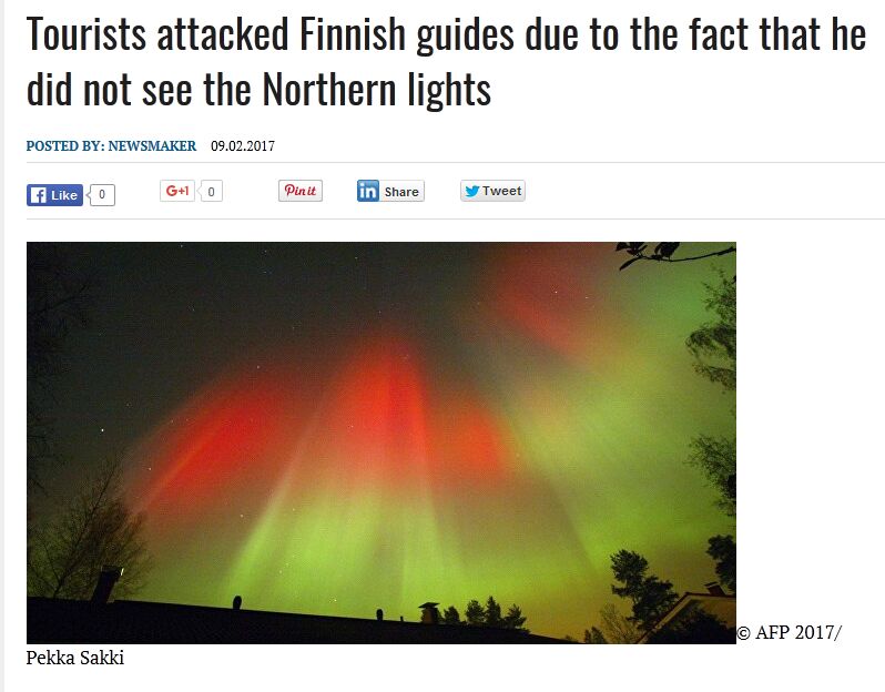 一群中国游客被称因没看到北极光围殴芬兰导游