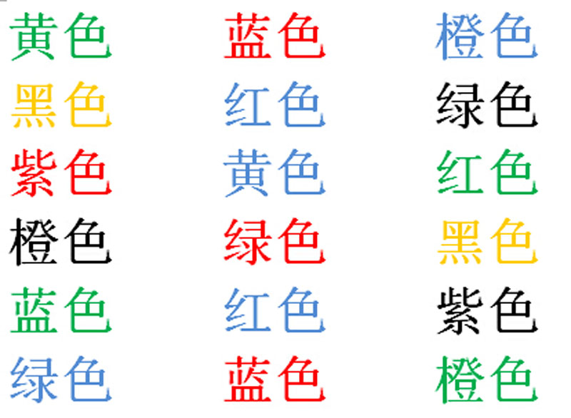 答案是7:黄色,蓝色,橙色,黑色,红色,绿色和紫色.你答对了吗?